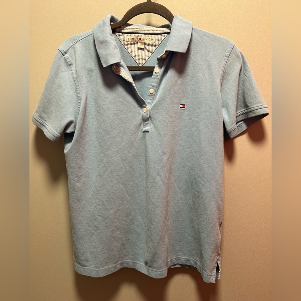 Tommy Hilfiger Women’s Light Blue Polo Size Large